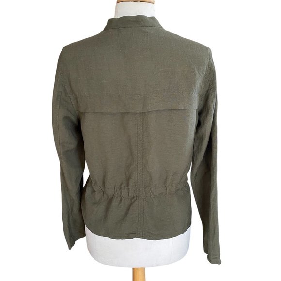 Who What Wear Linen Blend Olive Army Green Utility Cargo Cinch Beachy Jacket-S - Picture 9 of 13